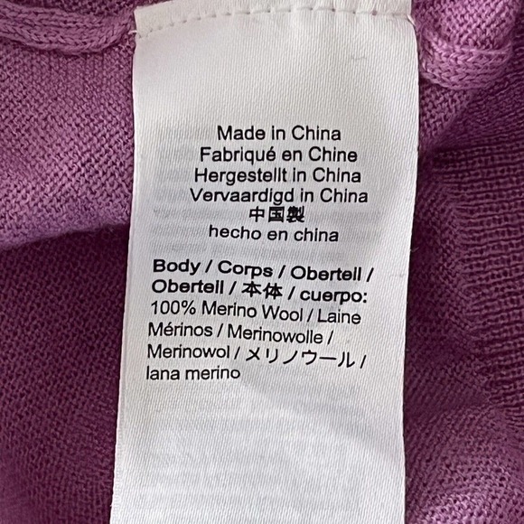 J. crew ruffle mock neck pointelle sweater L violet 100% merino wool mock neck - Picture 8 of 8